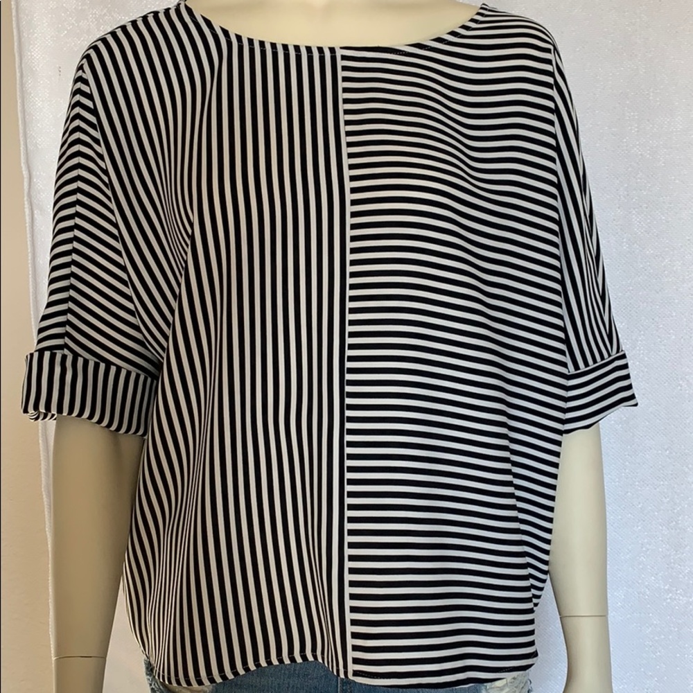 Express striped block blouse